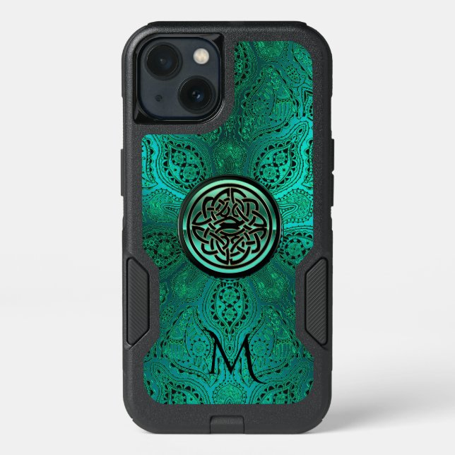 Green Mandala Celtic Knot Monogram Otterbox Case (Back)