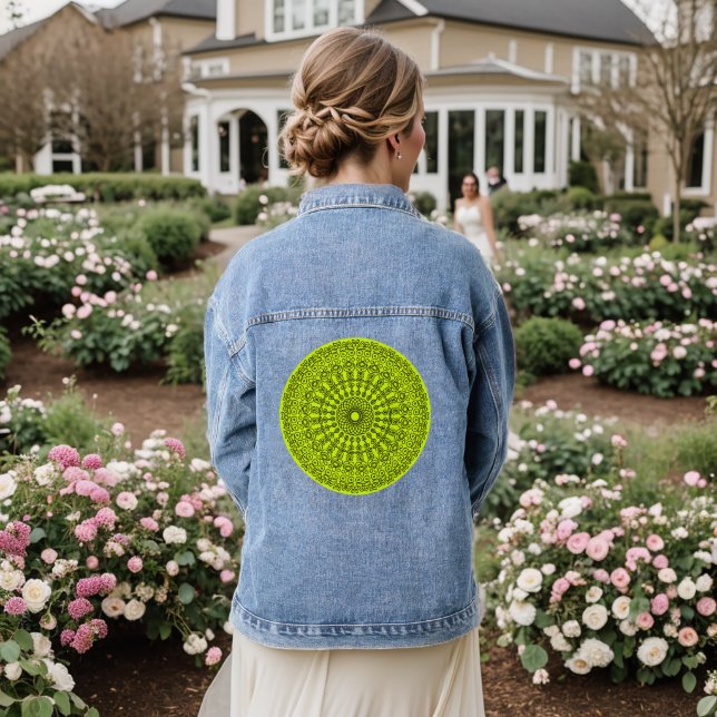 GREEN MANDALA DENIM JACKET (Wedding Back)