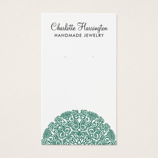 Green Mandala Earring Jewelry Display Card (Front)