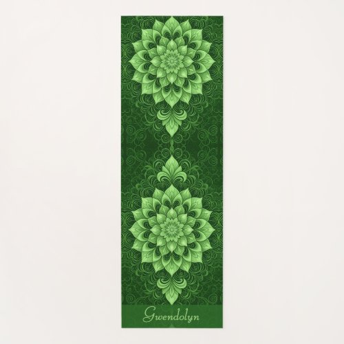 Green Mandala Flower Yoga Mat