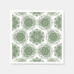 Green mandala geometry napkins
