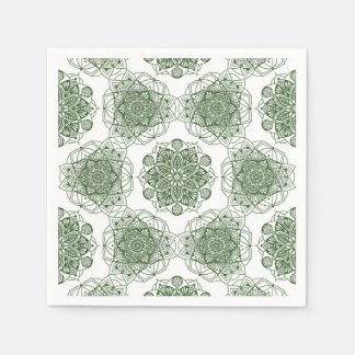 Green mandala geometry napkins