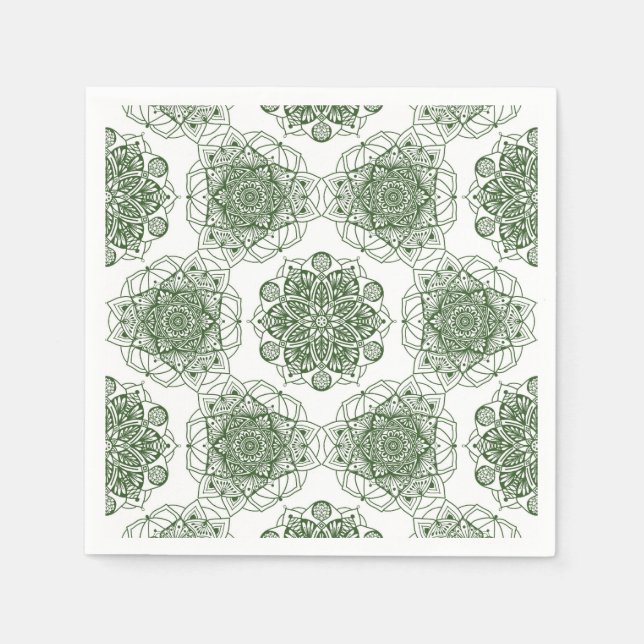 Green mandala geometry napkins (Front)