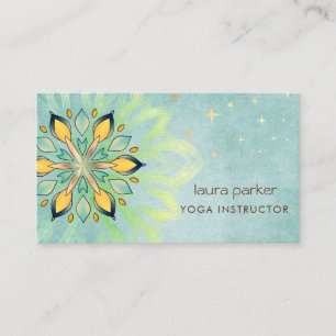 Green Mandala Holistic Lotus Floral Zen Yoga   Business Card