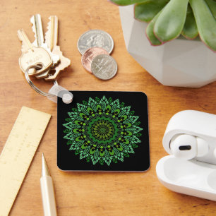 Green Mandala Keychain