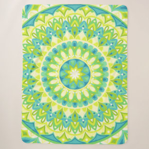 Green Mandala Nature Inspired Boho Cozy Decor Sherpa Blanket