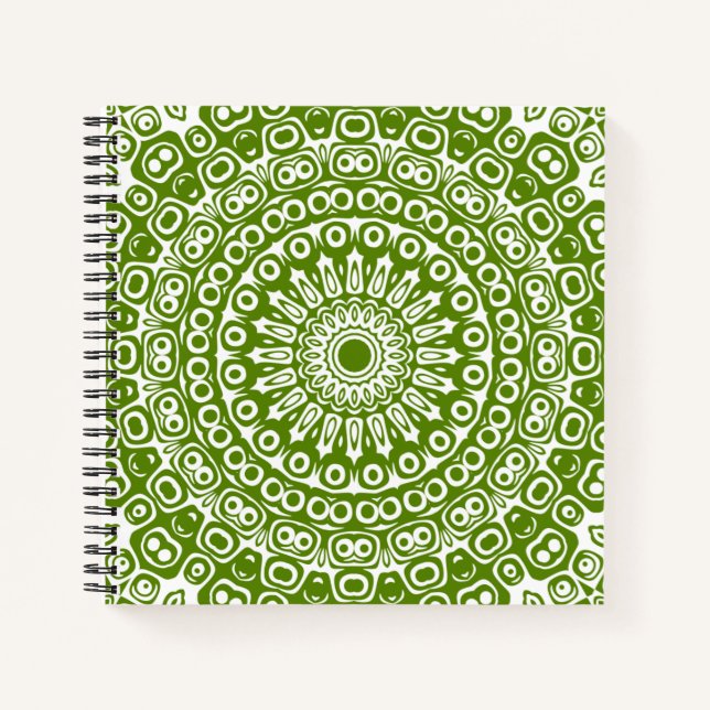 Green Mandala Nature Pattern Notebook (Front)