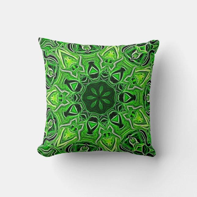 Green Mandala Pattern Pillow (Front)