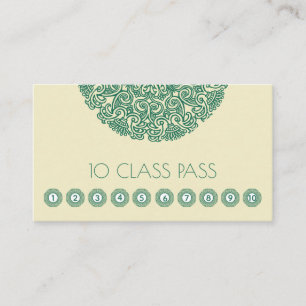 Green Mandala Symbol Yoga Class Loyalty Card