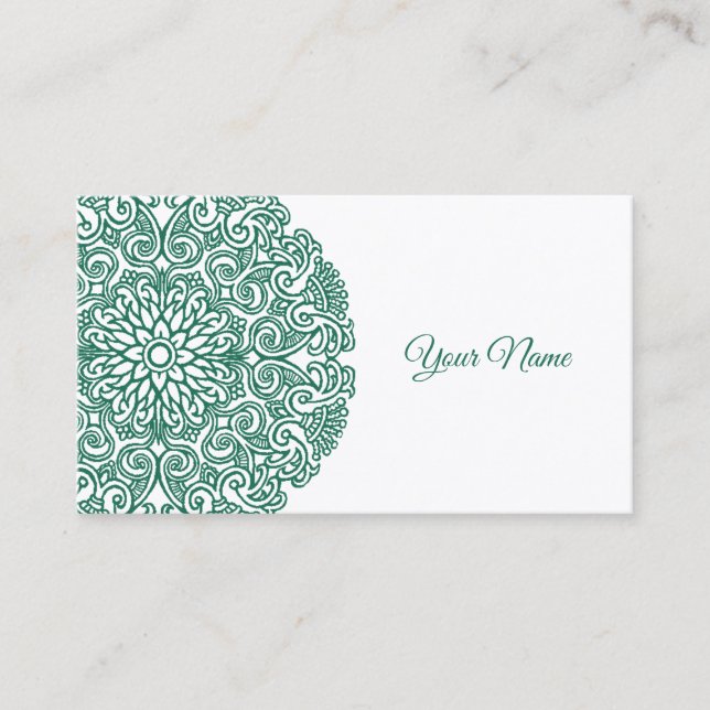 Green Mandala Universe Symbol Business Card (Front)