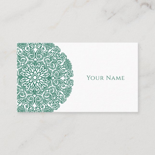 Green Mandala Universe Symbol Business Card (Front)