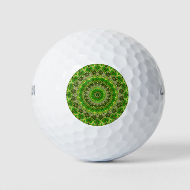 Green Mandala Wheel... Golf Balls (Front)