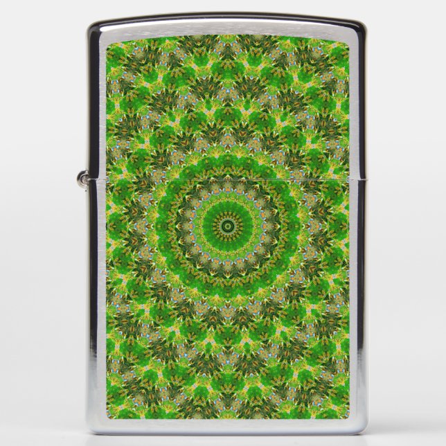 Green Mandala Wheel... Zippo Lighter (Front)