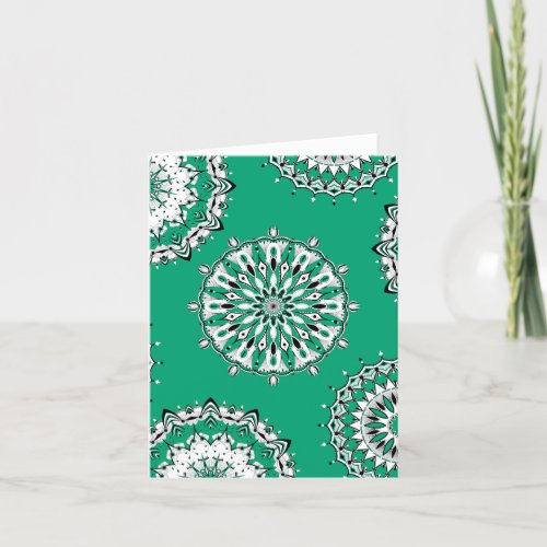 Green Mandalas 2 Folded Greeting Card