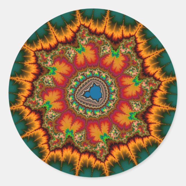 Green Mandelbrot Fractal Poster Classic Round Sticker (Front)
