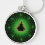 Green Mandelbrot Set Keychain