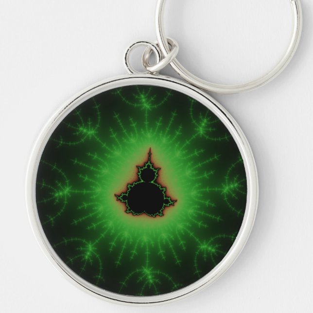 Green Mandelbrot Set Keychain (Front)