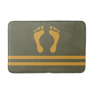 Green Mango Stripes and Feet Modern Graphic Bath Mat