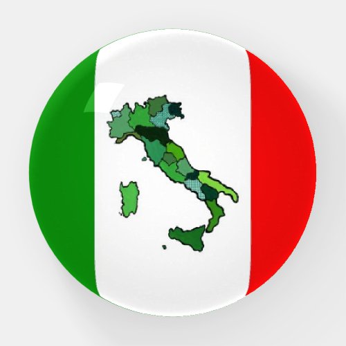Green Map of Italy and Italian Flag Paperweight
