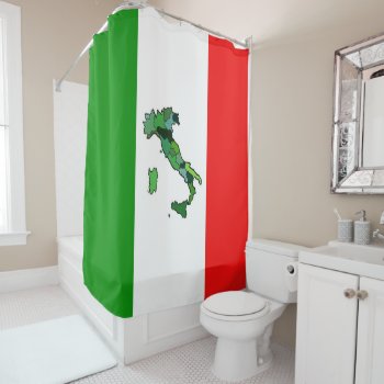Green Map Of Italy And The Italian Flag Shower Curtain by judgeart at Zazzle