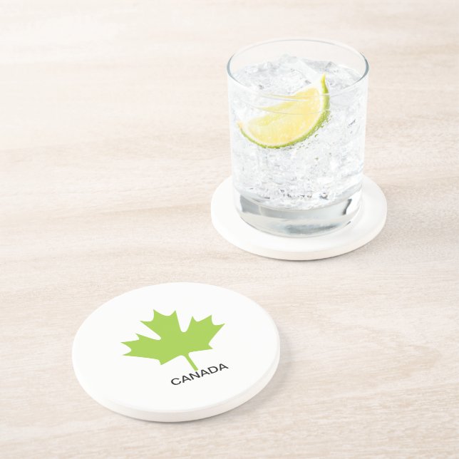Green Maple Leaf Canada Coaster (Side)