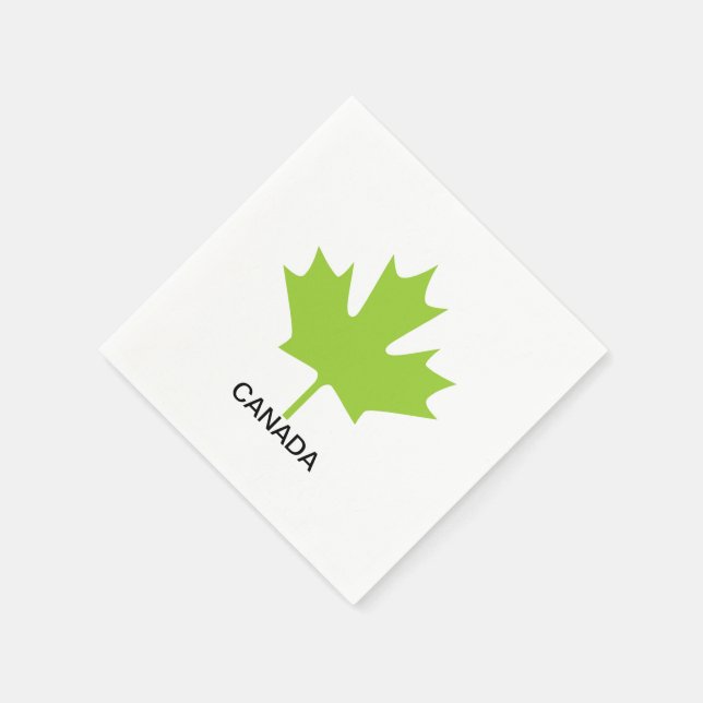 Green Maple Leaf Canada Napkins (Corner)