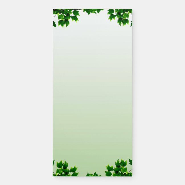 Green Maple Leaves Magnetic Fridge Notepad