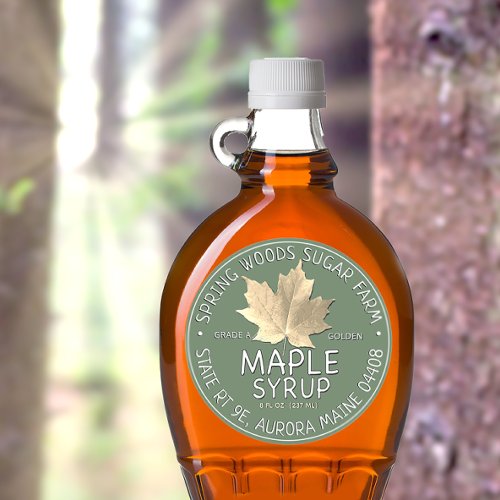 Green Maple Syrup Label with Sugar Maple Leaf