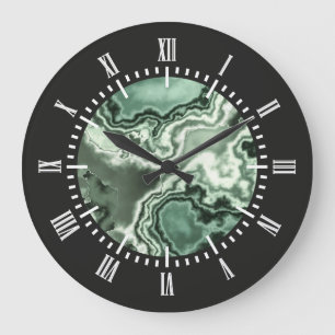 Green Marble 2 Large Clock