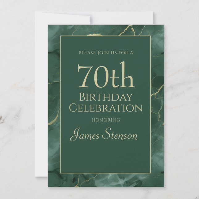 Green Marble 70th Birthday Invitation (Front)