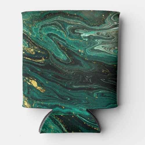 Green Marble Abstract Agate Ripple Can Cooler