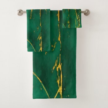 Green Marble  Bath Towel Set by KRStuff at Zazzle