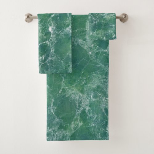Green marble bath towel set