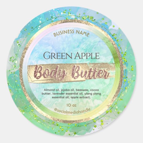Green Marble Bronze Gold Body Butter Labels