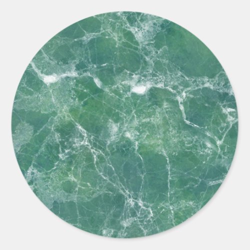 Green marble classic round sticker