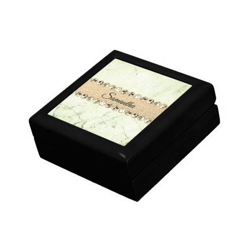 Green Marble Diamond Bling Personalized  Gift Box