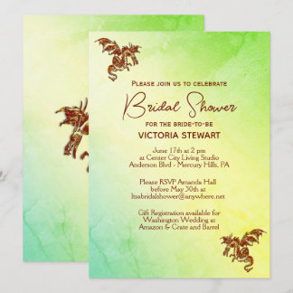 Green Marble Dragon  Bridal Shower Invitation