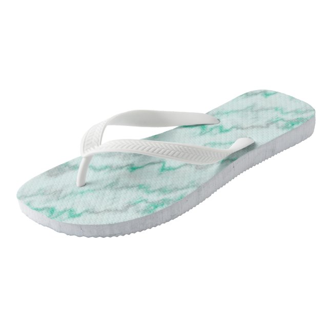 Green Marble Flip Flops (Angled)