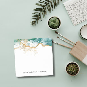 Green marble Gold Glitter Alcohol Ink Post it Note