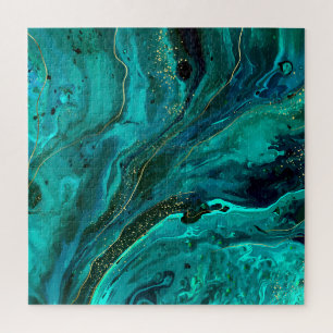 Green Marble & Gold: Luxurious Texture Jigsaw Puzzle