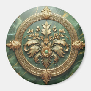 Green Marble Gold Trim  Magnet