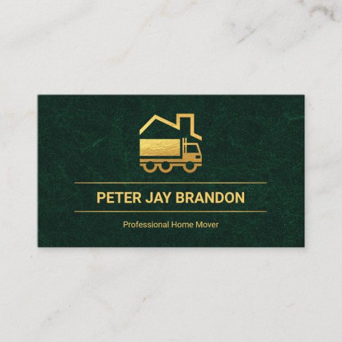 Green Marble Grunge Texture Gold Home Truck Mover Business Card