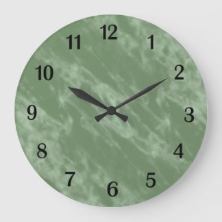 Green Marble Look Black Numbers Large Clock
