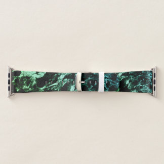 Green Marble on Black Apple Watch Band