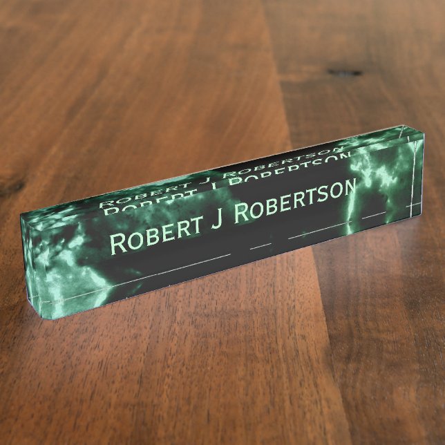 Green Marble on Black Desk Name Plate (Side)