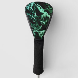 Green Marble on Black Golf Head Cover