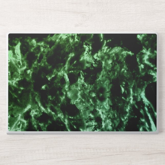 Green Marble on Black HP Laptop Skin (Front)