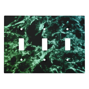 Green Marble on Black Light Switch Cover