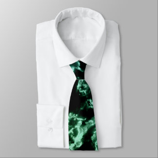 Green Marble on Black Neck Tie