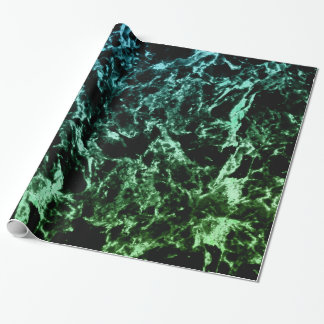 Green Marble on Black Wrapping Paper